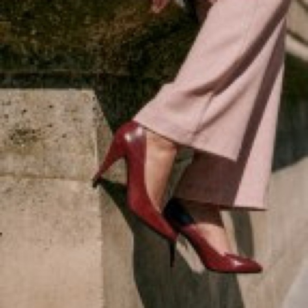 Sezane High Magda Court Shoe Glossy Burgundy - Size 7